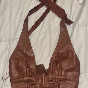 Leather skirt and top set